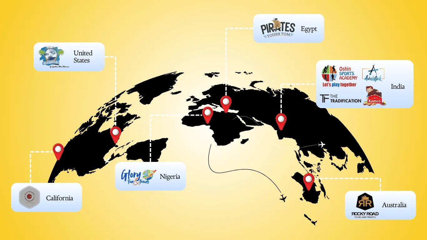 Skyroute Solution global reach world map illustration