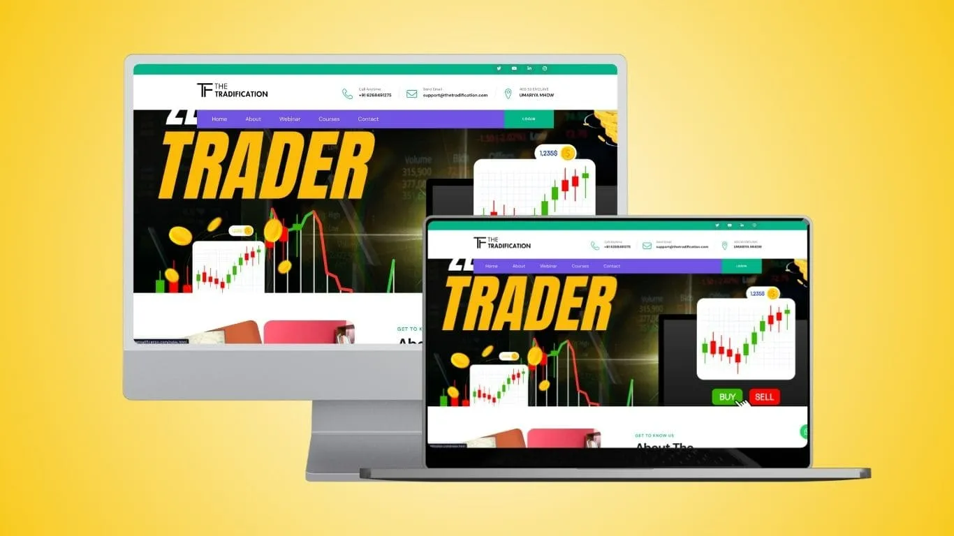 The Tradification trading courses website with LMS and branding by Skyroute Solution