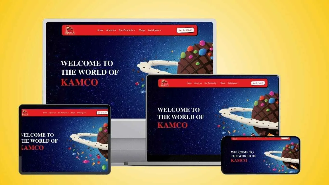 Kamco Chew Foods confectionery brand website design by Skyroute Solution