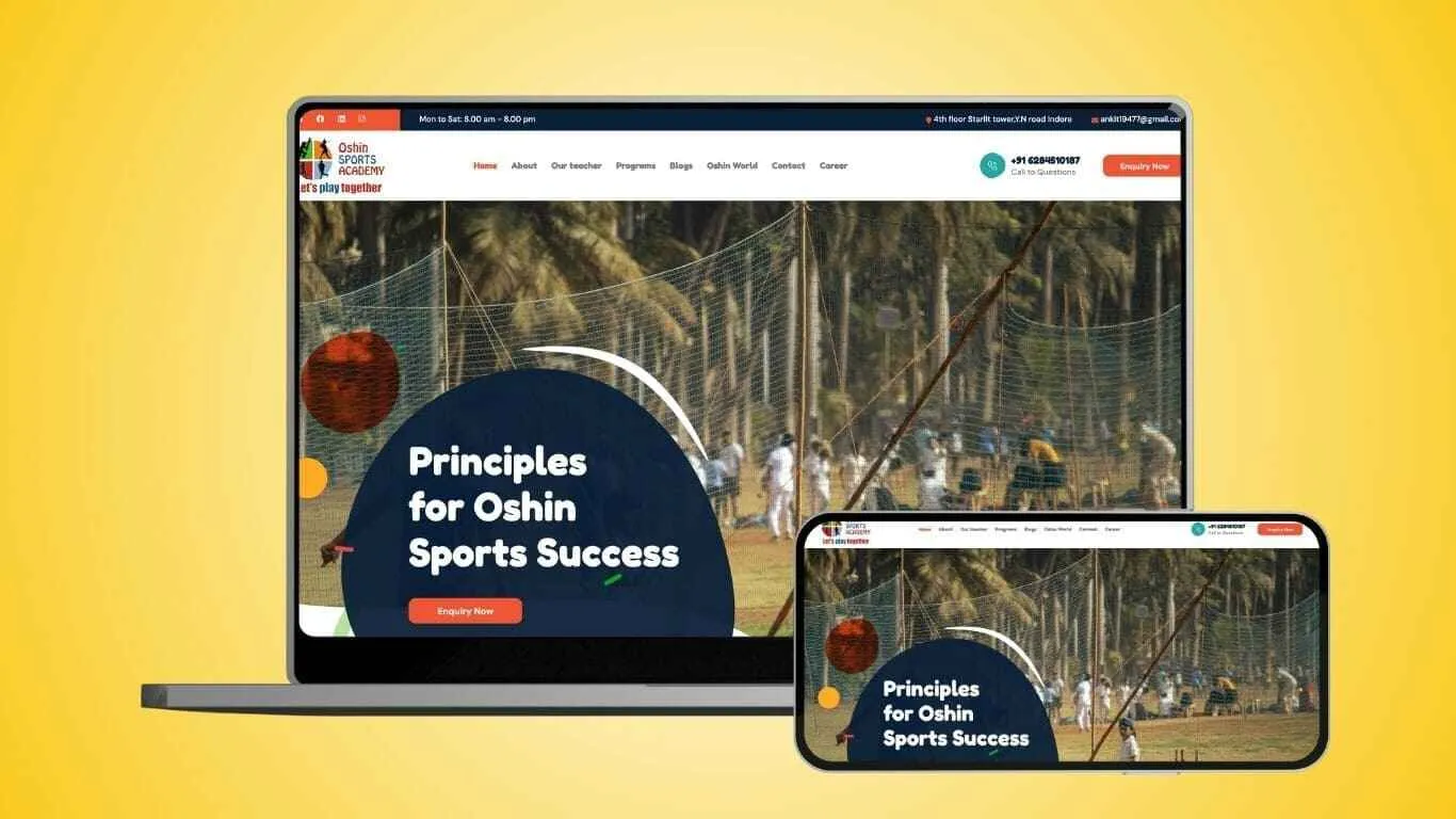 Oshin Sports Academy interactive sports website development by Skyroute Solution